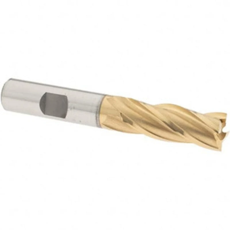 OSG 17/32, 1-3/8 LOC, 1/2 Shank Diam, 3-3/8 OAL, 4 Flute, Cobalt Square End Mill Single End, TiN Finish, Spiral Flute...